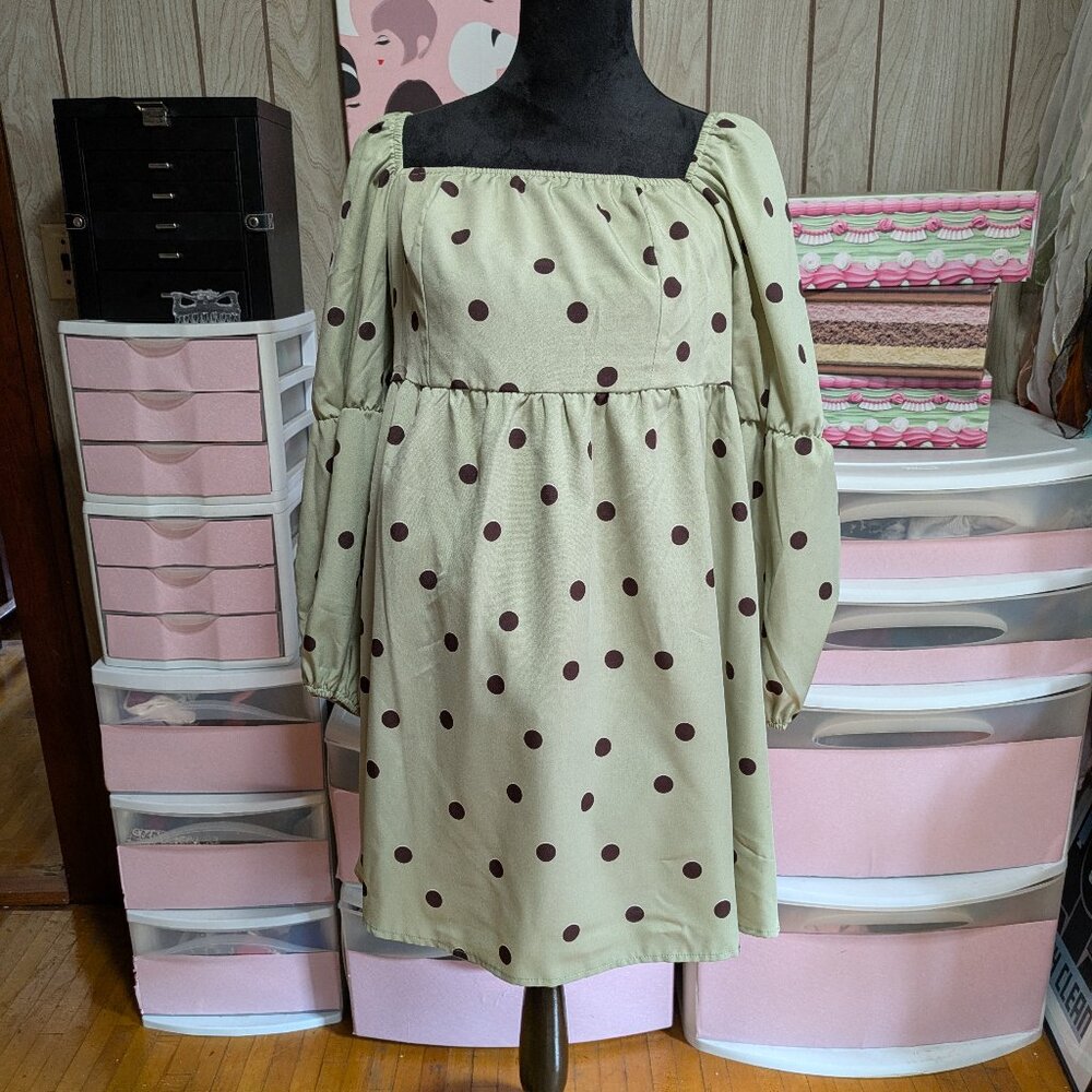 Mint Chocolate Chip Peasant Style Mini Dress